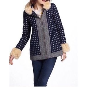 Anthropologie Madchen Blue Geo Print Skien Coat